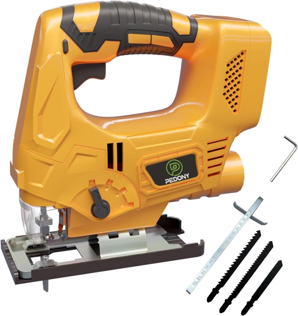 Cordless Jigsaw for Dewalt 20V Battery, Replaces DCS334B, with 4 Blades, ±45° Bevel Cutting, Brushless Motor, LED Light (Battery Not Included)