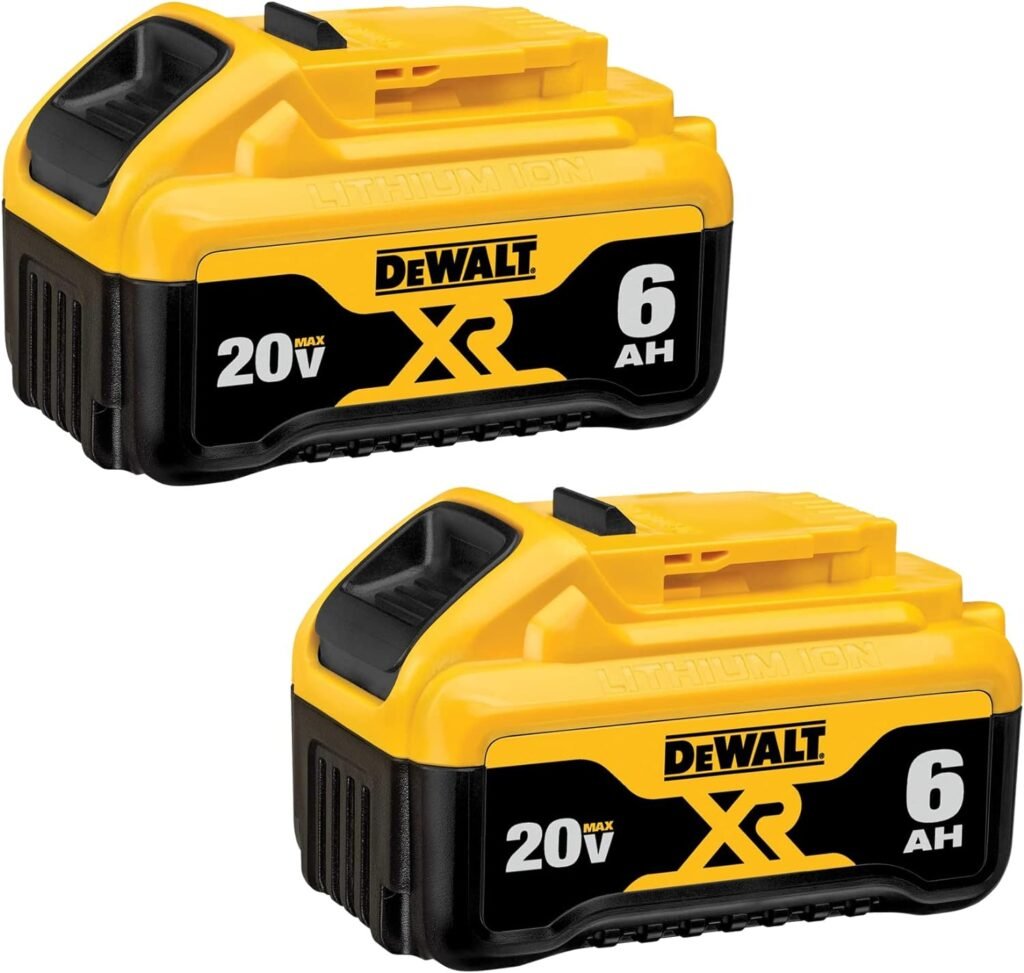 DEWALT 20V MAX Battery, 6 Ah, 2-Pack, Fully Charged in Under 90 Minutes (DCB206-2)