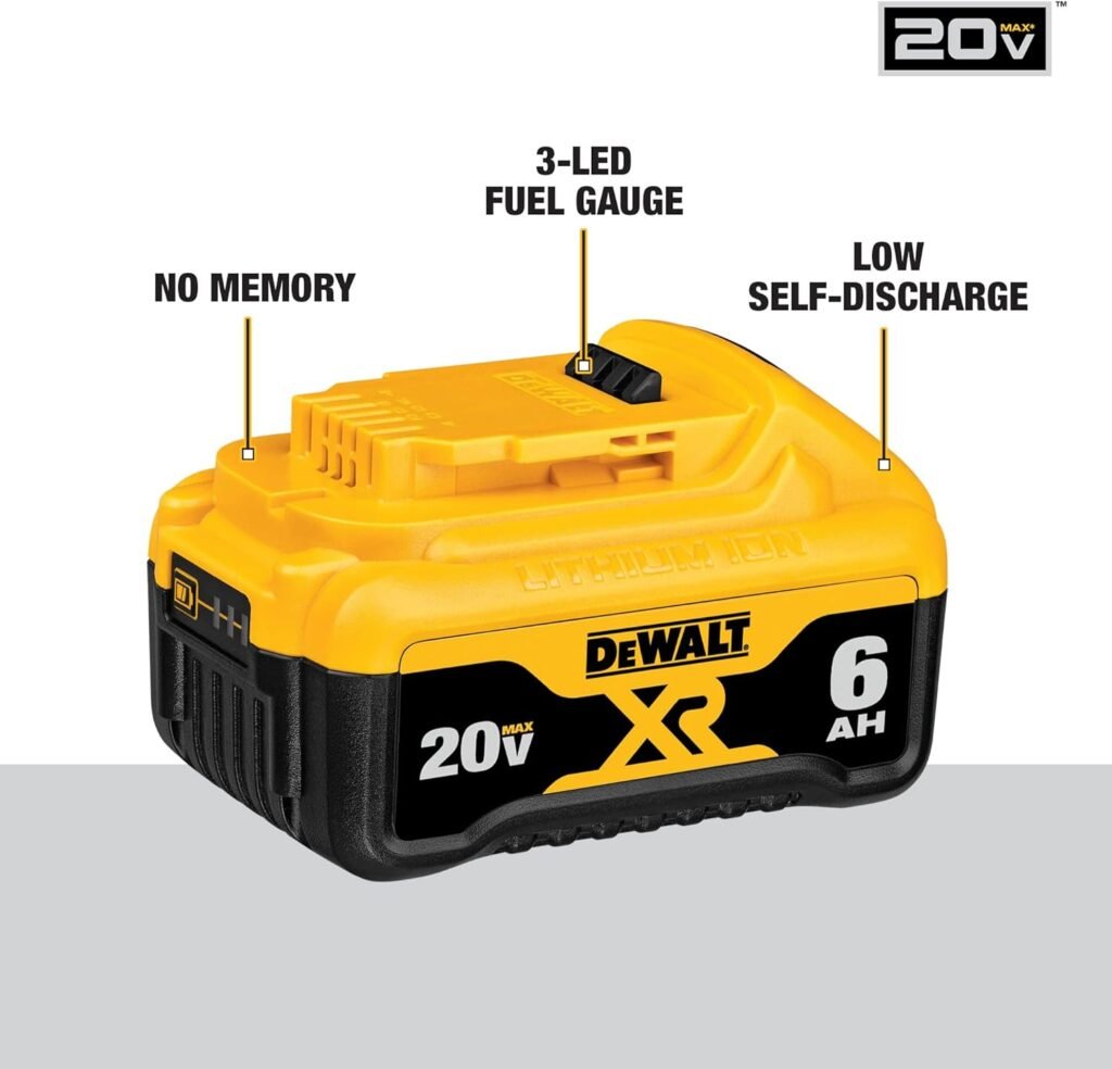 DEWALT 20V MAX Battery, 6 Ah, 2-Pack, Fully Charged in Under 90 Minutes (DCB206-2)