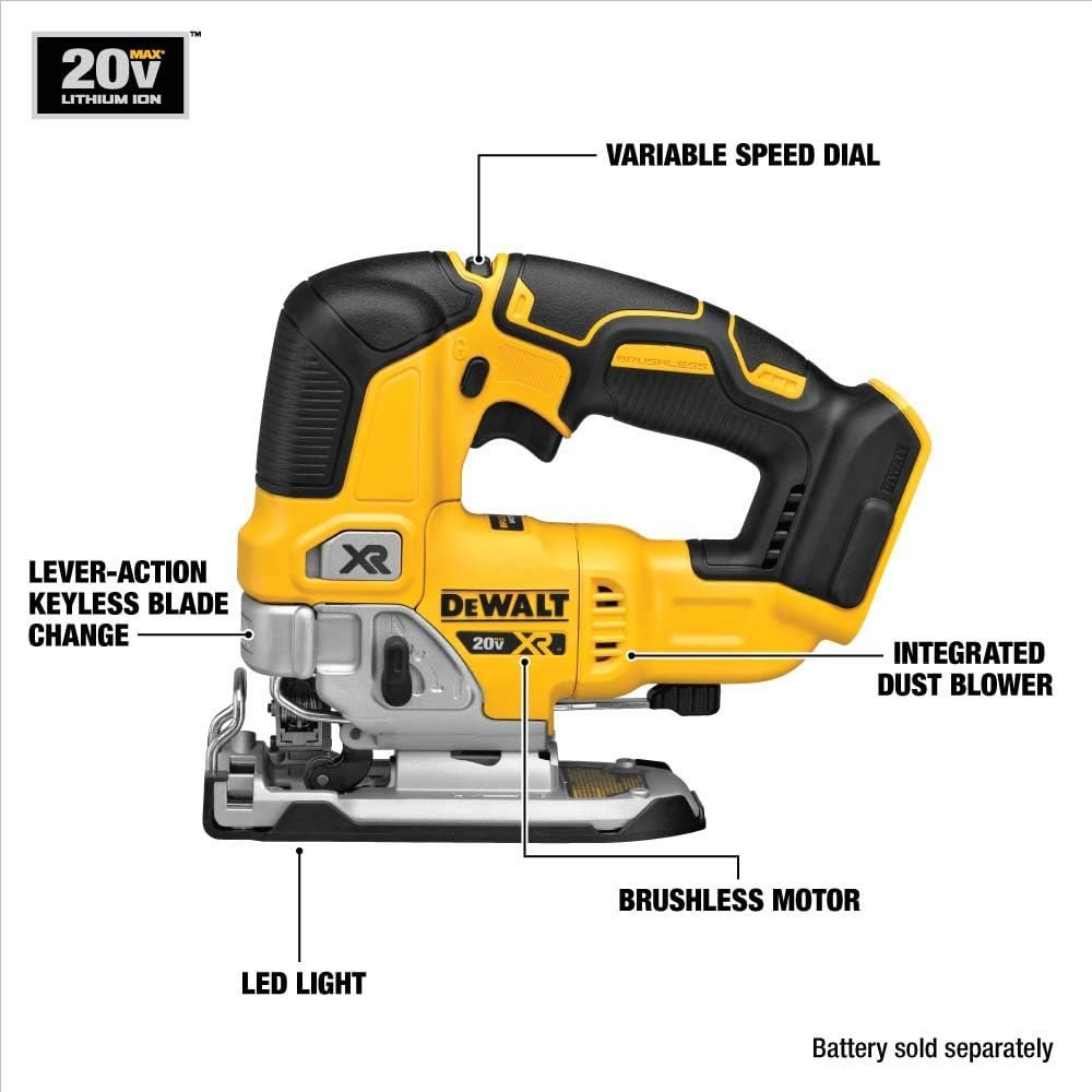 DEWALT 20V MAX Battery Starter Kit with 2 Batteries, 5.0Ah (DCB205-2CK) 20V MAX XR Jig Saw, Tool Only (DCS334B)