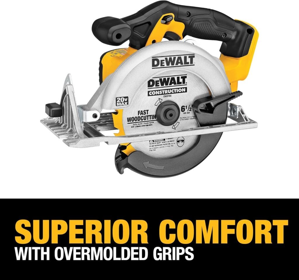 DEWALT 20V MAX Circular Saw, 6-1/2-Inch Blade, 460 MWO Engine, 0-50 Degree Bevel Capability, Bare Tool Only (DCS391B)