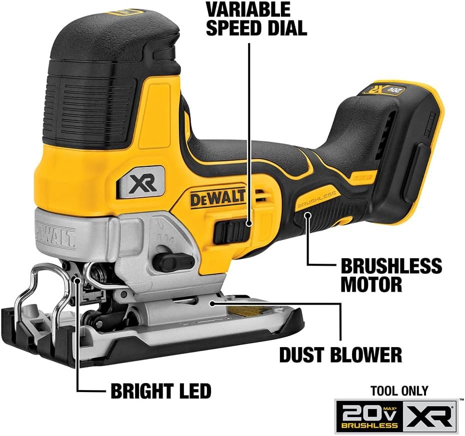 DEWALT 20V MAX Jig Saw, Cordless, Barrel Grip, 3,200 Blade Speed, Bare Tool Only (DCS335B)