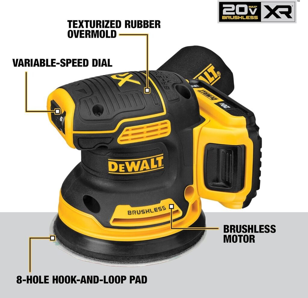 DEWALT 20V MAX Random Orbit Sander Kit, Cordless, 5-Inch, 2.Ah, 8,000-10,000 OPM, Storage Bag, Battery, and Charger Included (DCW210D1)