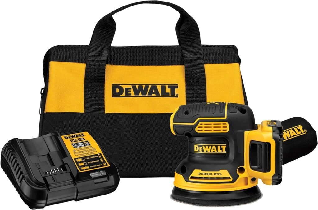 DEWALT 20V MAX Random Orbit Sander Kit, Cordless, 5-Inch, 2.Ah, 8,000-10,000 OPM, Storage Bag, Battery, and Charger Included (DCW210D1)