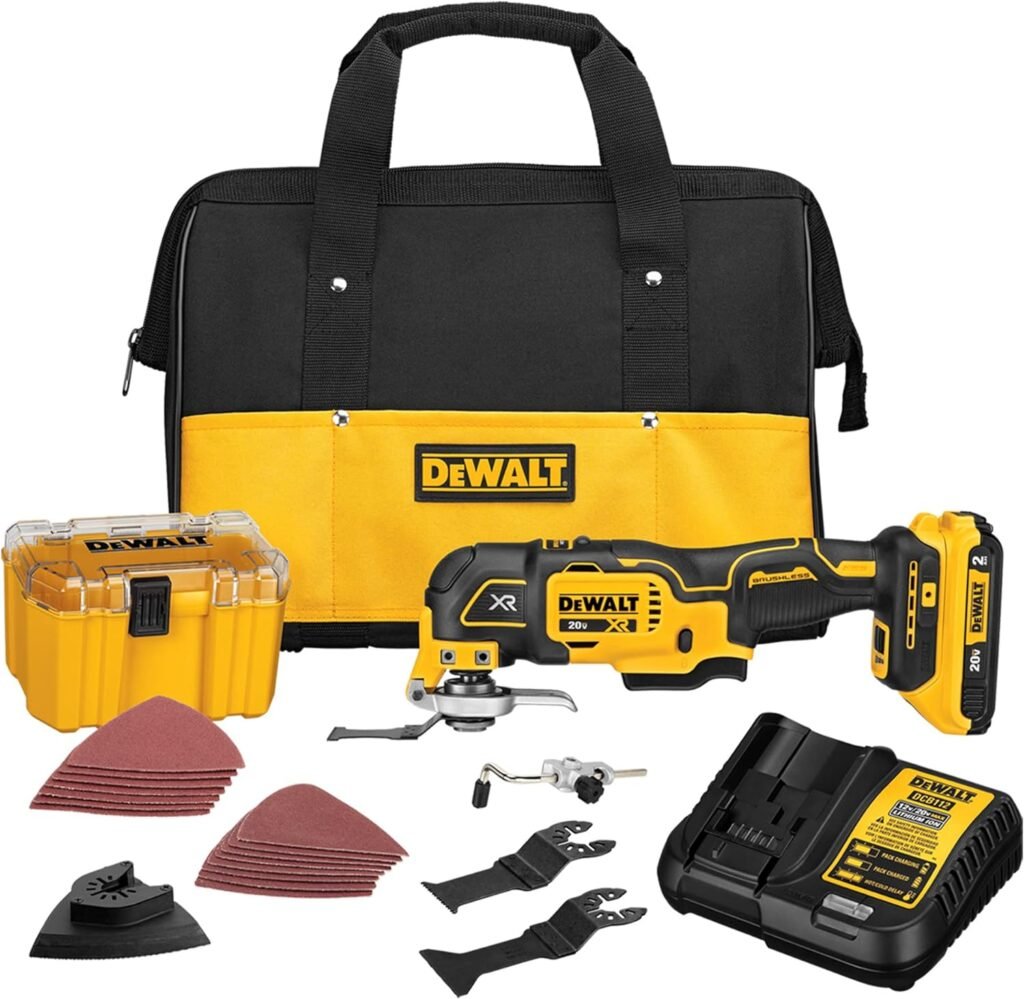 DEWALT 20V MAX XR Multi-Tool Kit, Oscillating Tool, 6-Speed, Quick Blade Change for Multi-Tool Needs, Cordless (DCS356D1)