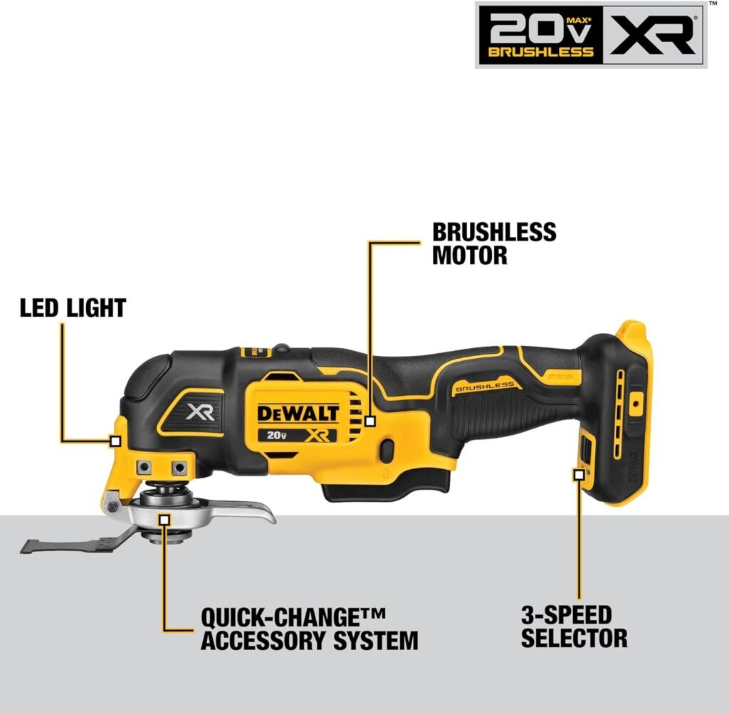 DEWALT 20V MAX* XR Oscillating Tool Kit, 3-Speed (DCS356C1)