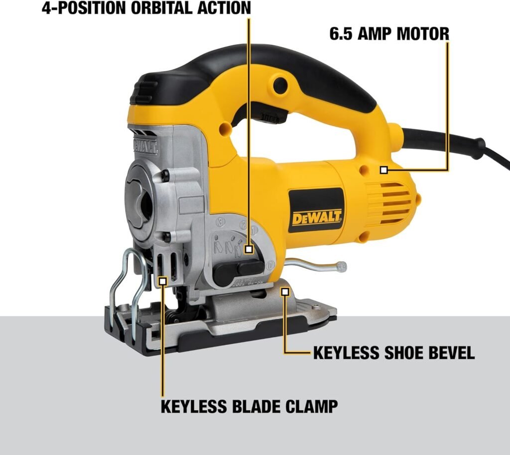 DEWALT Jig Saw, 3,100 SPM Speed, Corded, 6.5 Amp (DW331K)