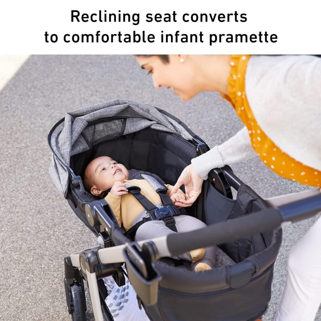 Graco Modes Pramette Stroller, Baby Stroller with True Pram Mode, Reversible Seat, One Hand Fold, Extra Storage, Child Tray, Redmond