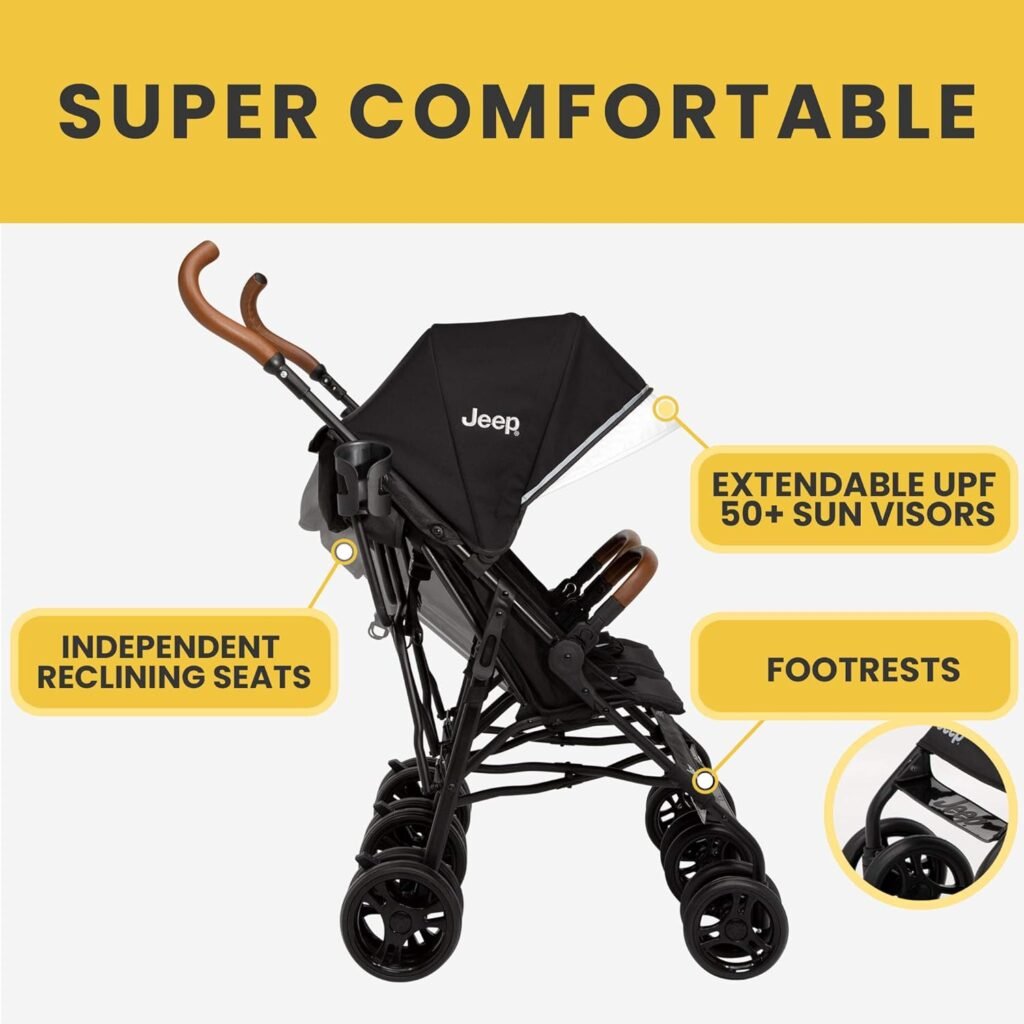 Jeep PowerGlyde Plus Side x Side Double Stroller by Delta Children, Black