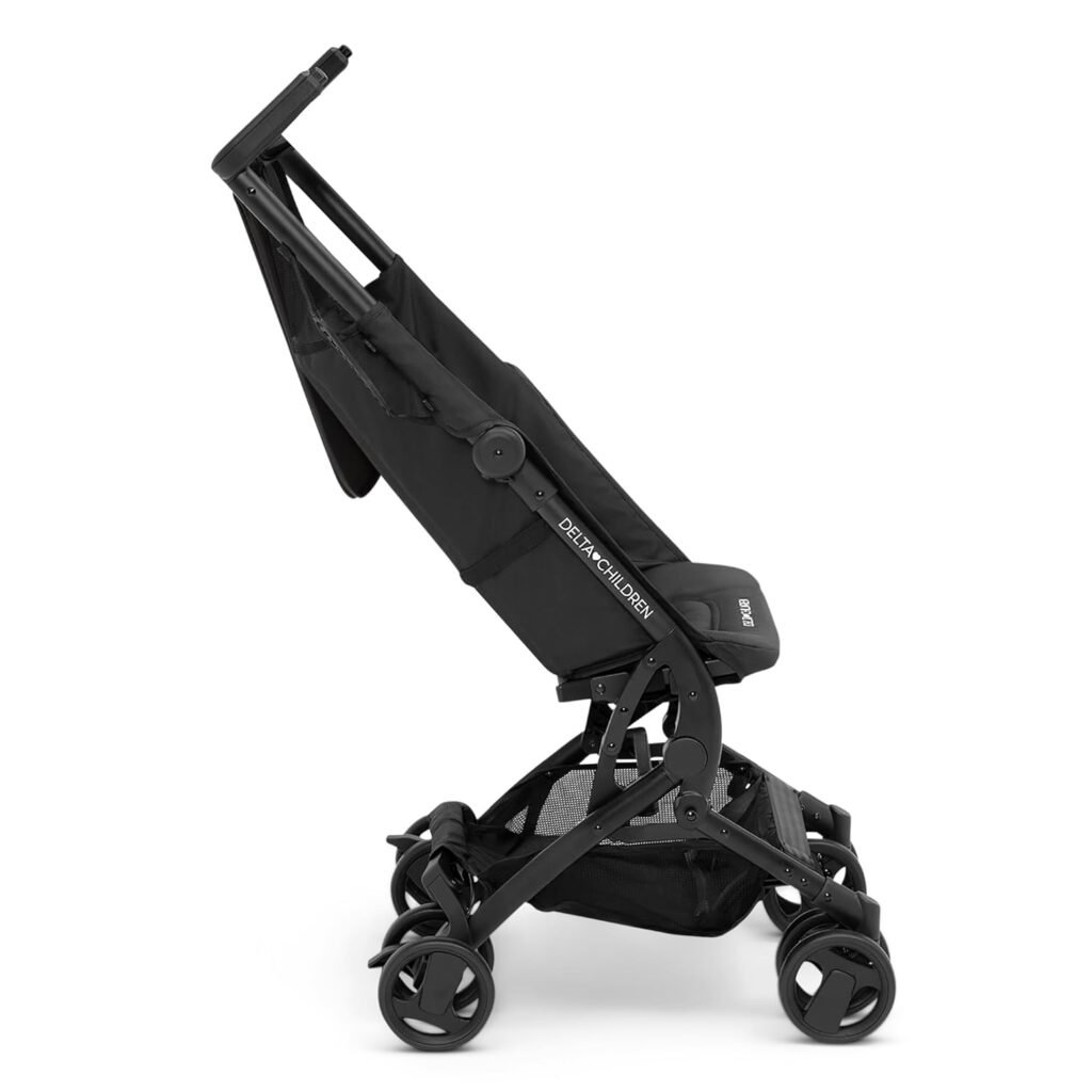 The Clutch Stroller by Delta Children - Lightweight Compact Folding Stroller - Fits Airplane Overhead Storage - Black