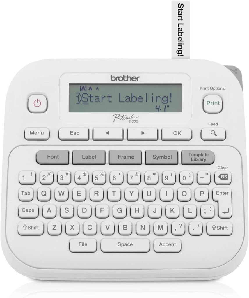 Brother P-Touch PTD220 Home/Office Everyday Label Maker | Prints TZe Label Tapes up to ~1/2 inch