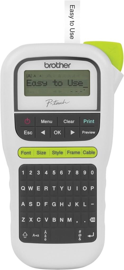 Brother P-Touch, PTH110, Easy Portable Label Maker, Lightweight, QWERTY Keyboard, One-Touch Keys, White, 8 x 4.3 x 2.2