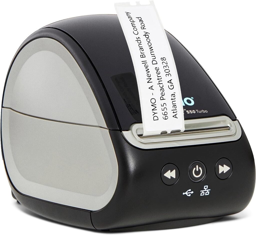 DYMO LabelWriter 550 Turbo Label Printer, Label Maker with High-Speed Direct Thermal Printing, Automatic Label Recognition, Prints Variety of Label Types Through USB or LAN Network Connectivity