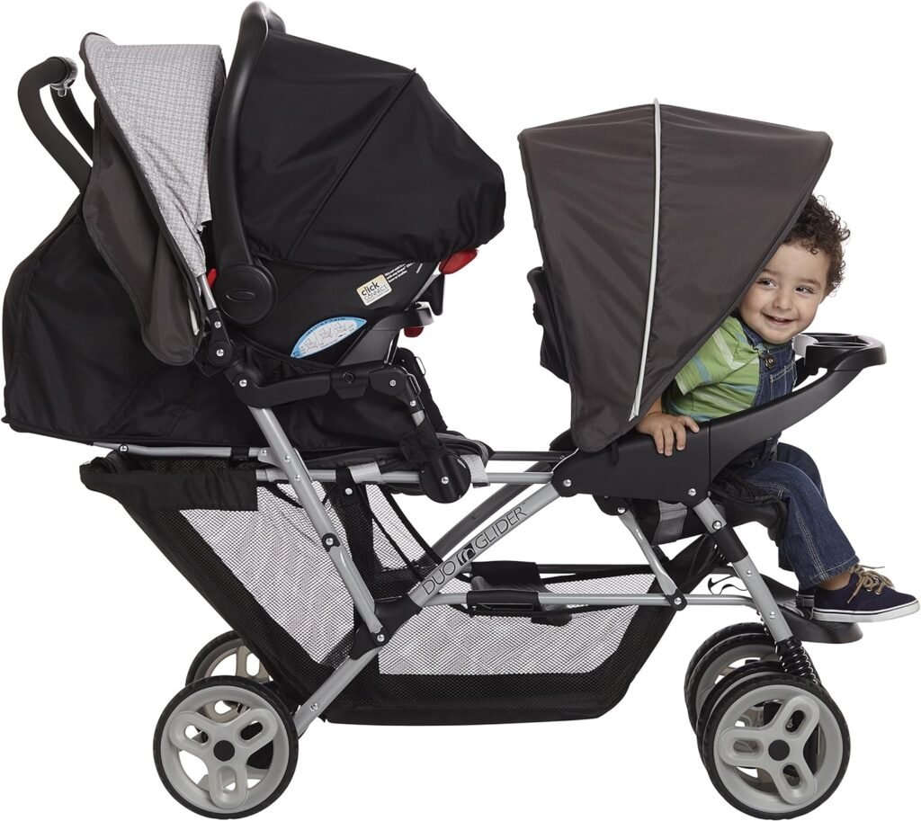 Graco DuoGlider Double Stroller | Lightweight Double Stroller with Tandem Seating, Glacier