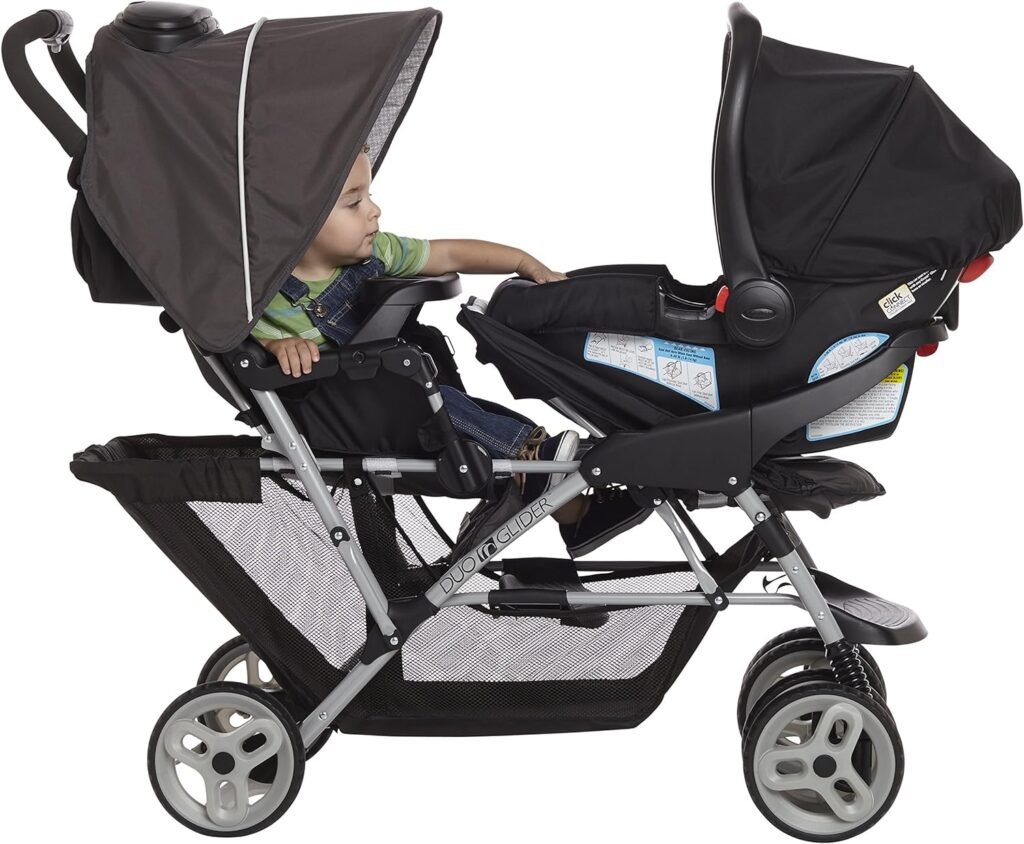 Graco DuoGlider Double Stroller | Lightweight Double Stroller with Tandem Seating, Glacier