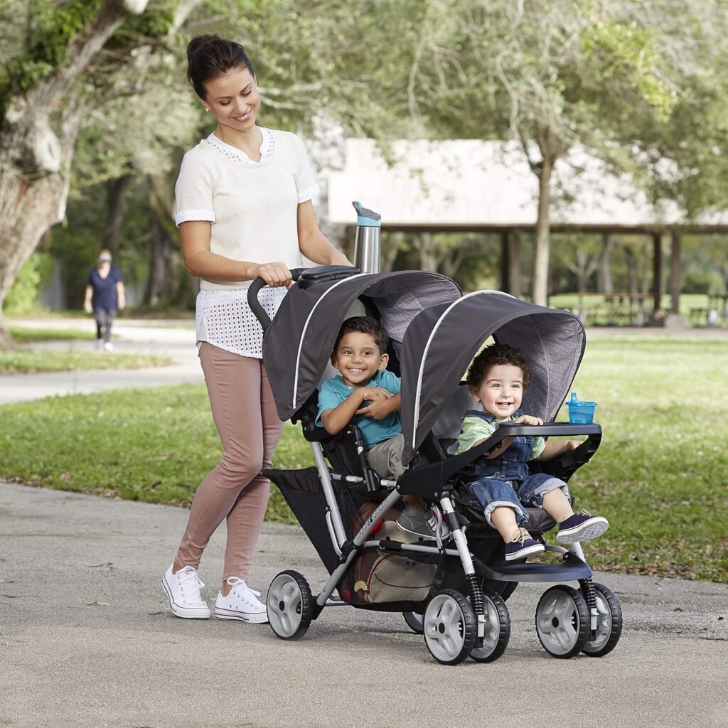 Graco DuoGlider Double Stroller | Lightweight Double Stroller with Tandem Seating, Glacier