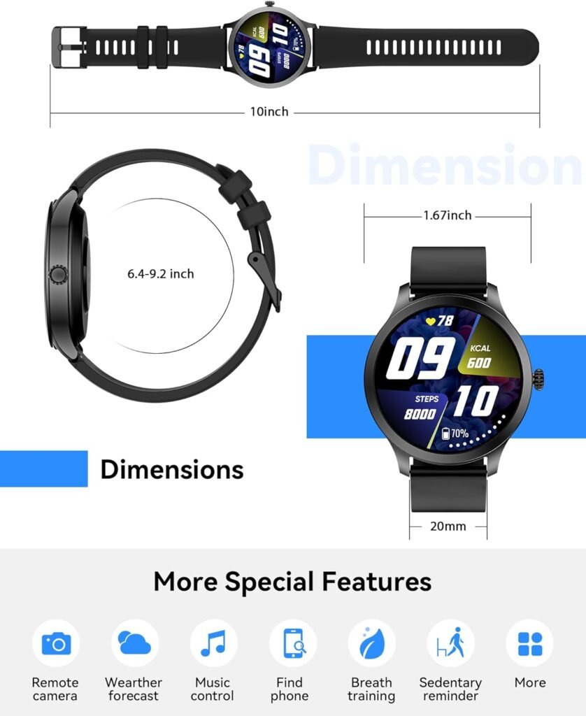 Gydom Fitness Tracker, 1.32 Smart Watch with Phone Call Message Notification, IP68 Waterproof, 24/7 Heart Rate Blood Oxygen Monitor, Sleep Tracker with Calorie Step Counter Birthday Gifts