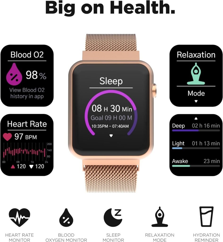 iTouch Air 4 Smartwatch - Fitness Tracker, Heart Rate Monitor, Customizable Watch Face - Activity and Calorie Tracker - 100+ Sports Modes - Bluetooth Connectivity