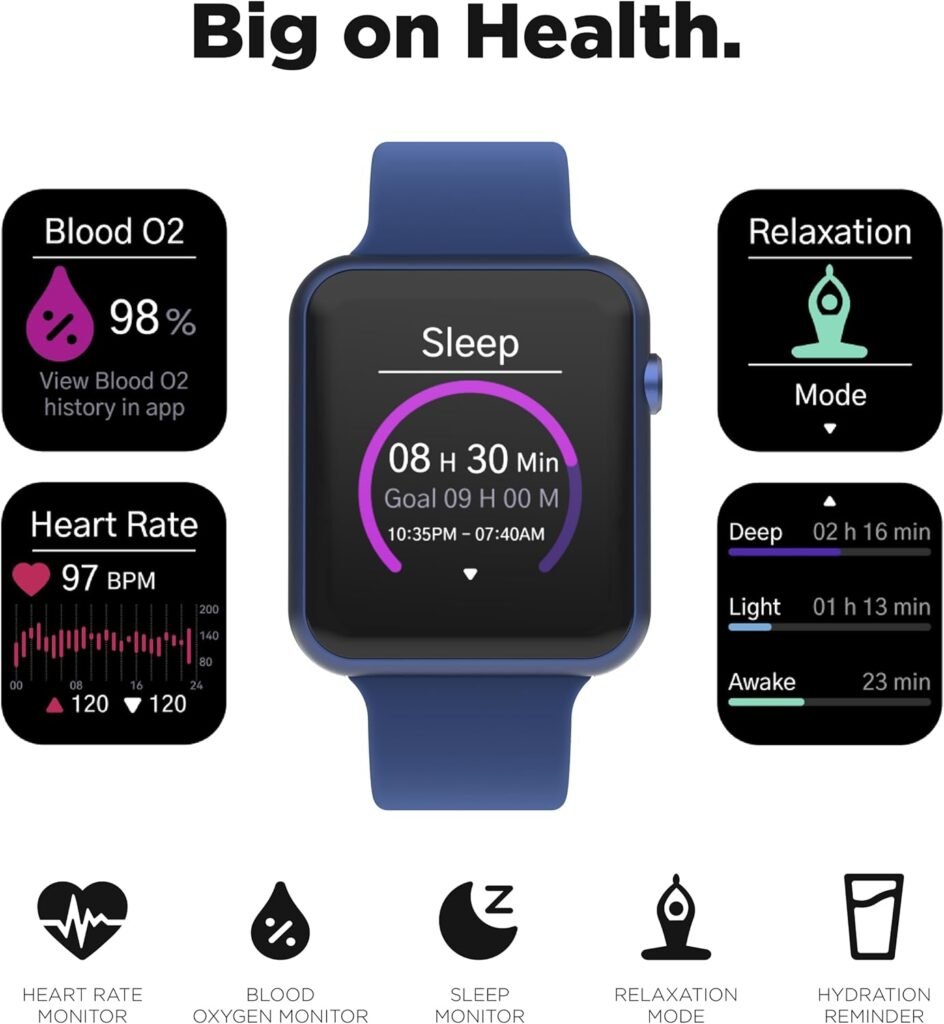 iTouch Air 4 Smartwatch - Fitness Tracker, Heart Rate Monitor, Customizable Watch Face - Activity and Calorie Tracker - 100+ Sports Modes - Bluetooth Connectivity