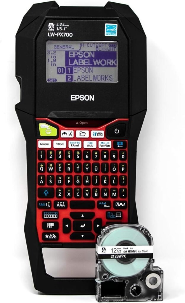 LABELWORKS Epson LW-PX700 Industrial Label Maker Kit - Compatible with Large Variety of Tape Types, Portable Handheld Label Printer