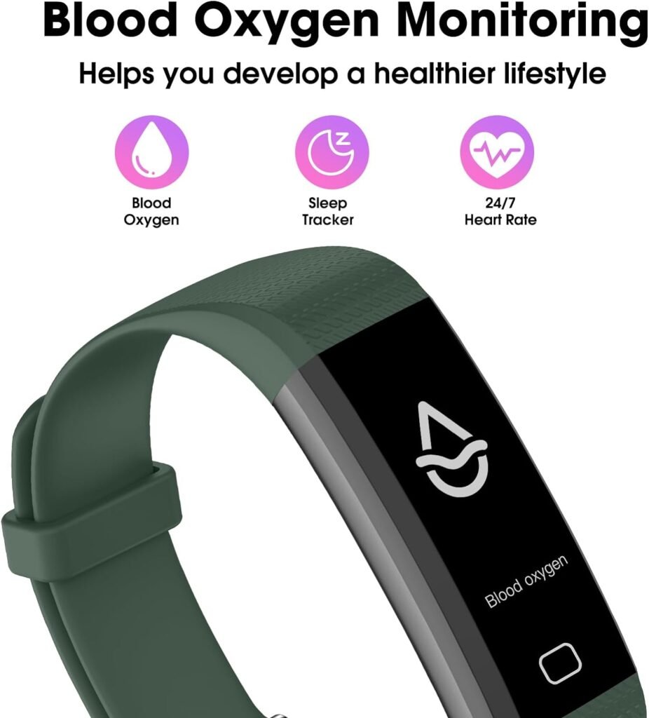 Stiive Fitness Tracker with Heart Rate Monitor, Blood Oxygen, Step Counter Activity Tracker with Pedometer, Sleep Tracking, Calories, Upgraded Waterproof Smartwatches for Women Men