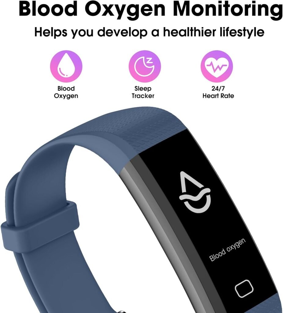 Stiive Fitness Tracker with Heart Rate Monitor, Blood Oxygen, Step Counter Activity Tracker with Pedometer, Sleep Tracking, Calories, Upgraded Waterproof Smartwatches for Women Men