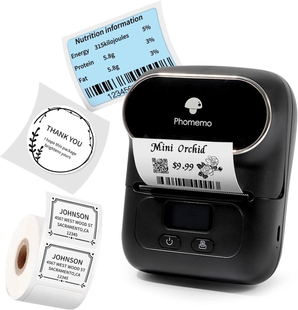 Phomemo M110S Label Maker- Mini Portable Bluetooth Thermal Label Printer for Clear Label, Barcode, Clothing, Jewelry, Retail, Mailing, Business, Compatible with Android  iOS, Black